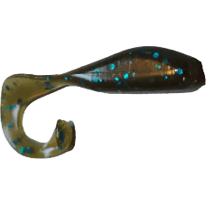 1.75" Green Pumpkin Blue Curly Tail Grub