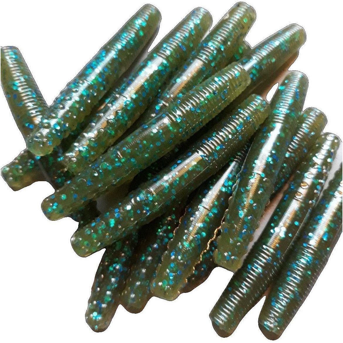blue green soft fishing lure 2.75" Green Pumpkin Blue NED