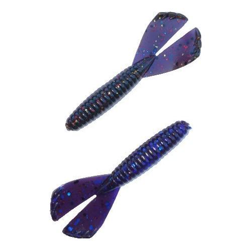3.5" Green Pumpkin Purple Twin Tail Grub