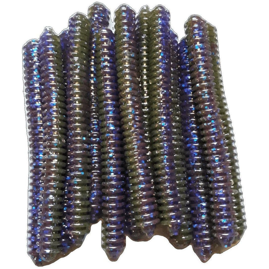 3.75" Green Pumpkin Purple Ring Worm