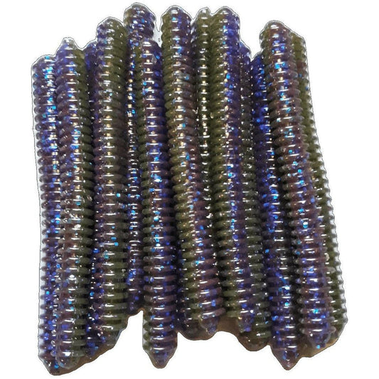 3.75" Green Pumpkin Purple Ring Worm
