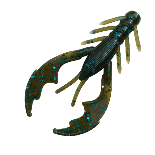 blue green soft fishing lure 4" Green Pumpkin Blue Craw