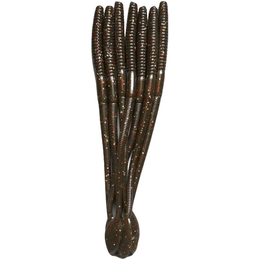 8" Green Pumpkin Flat Tail Worm