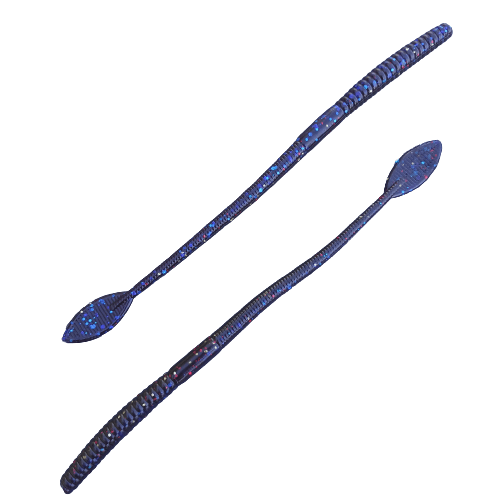 8" Green Pumpkin Purple Flat Tail Worm