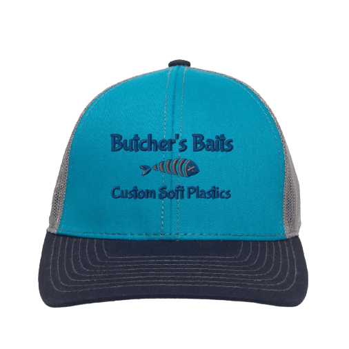 Custom Butchers Baits Hat in Teal/Dark Grey/Navy