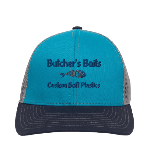 Custom Butchers Baits Hat in Teal/Dark Grey/Navy